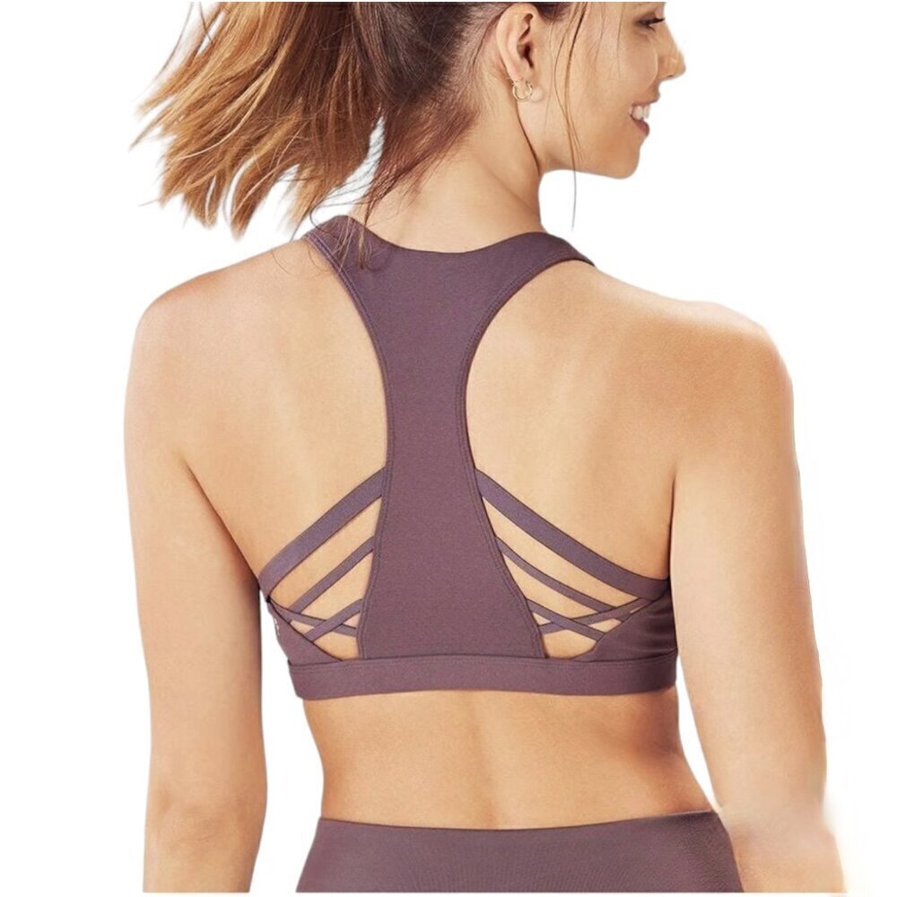 Fabletics Sports Bra Burgundy Mauve Strappy Racer Back, Small